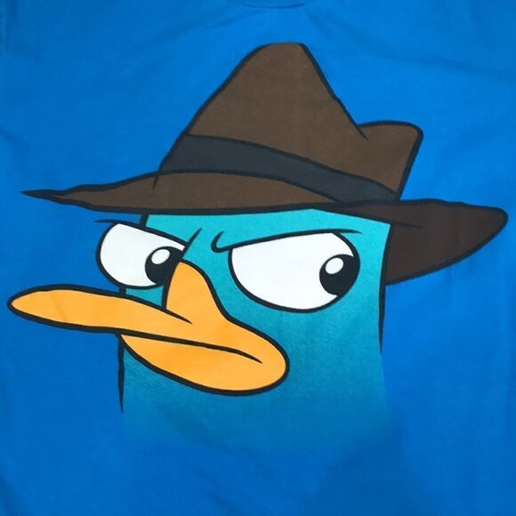 Disney Brand Phineas And Ferb “Perry The Platypus” Large Black All Over … - Picture 2 of 3
